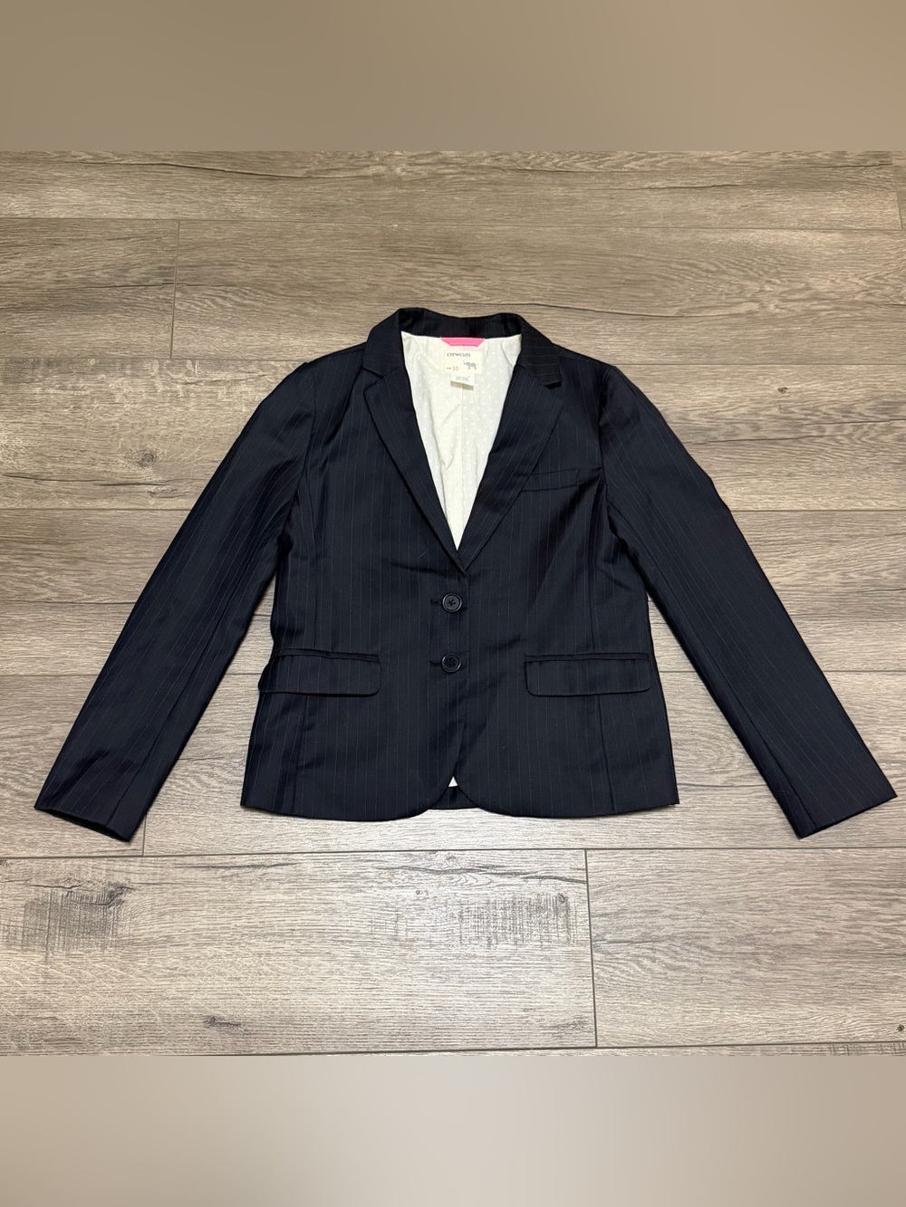 Crewcuts Blazer Boys Dark Navy Blue 100% Wool Suit Jacket Pinstripe Sz 10